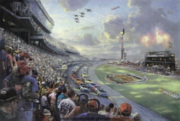 350 人の有名アーティストによるアート作品 Painting - NASCAR THUNDER トーマス・キンケード